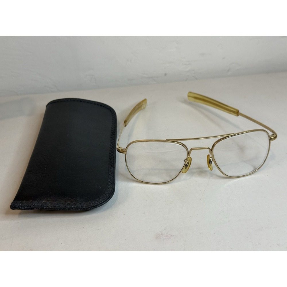 Vintage 1970s American Optical Aviator Eyeglasses Gold Tone 5 1/2 Frame Glasses